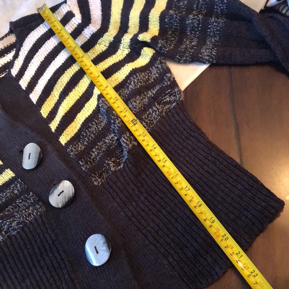 Curio big mop button dow long sleeved striped cotton blend cardigan sweater - Picture 11 of 11